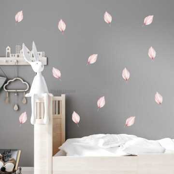 Soft Pembe Bohem Yapraklar Sticker Seti