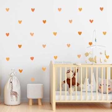 Turuncu Asimetrik Kalpler Sticker Seti