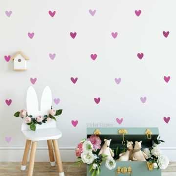 Mor Ve Lila Asimetrik Kalpler Sticker Seti