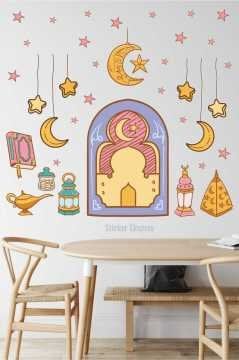 Ramazan Fener Ay Ve Yıldızlar Duvar Ve Cam Sticker Seti